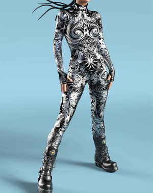 Cyberpunk Robot Cosplay Bodysuit - White Baroque
