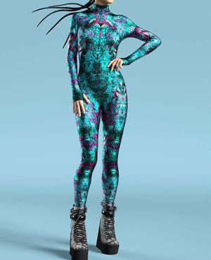 Cyberpunk Robot Cosplay Bodysuit - Turquoise Scale