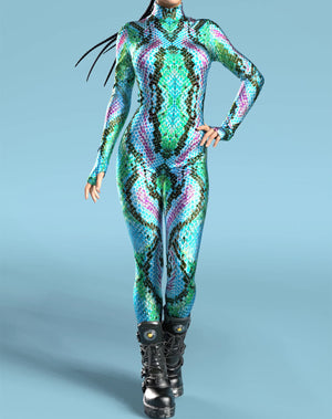 Cyberpunk Robot Cosplay Bodysuit - Green Snake