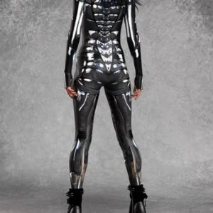 Cyberpunk Robot Cosplay Bodysuit - Black Chrome