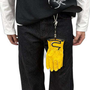 Cyberpunk Vintage Leather Gloves - product view on white background