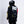 Cyberpunk Windproof Jacket Bomber in all black, back view with the white graphic and hanging strap tabs