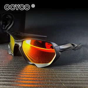 Cycling sport techwear glasses with wrap polycarbonate frame