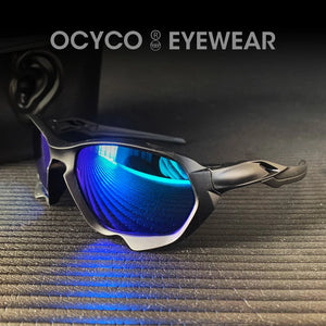 Cycling sport techwear glasses with wrap polycarbonate frame