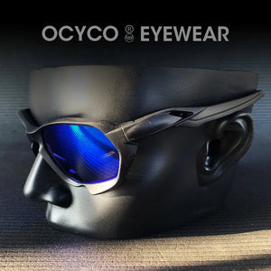 Cycling sport techwear glasses with wrap polycarbonate frame