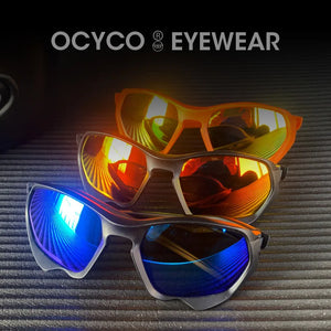 Cycling sport techwear glasses with wrap polycarbonate frame