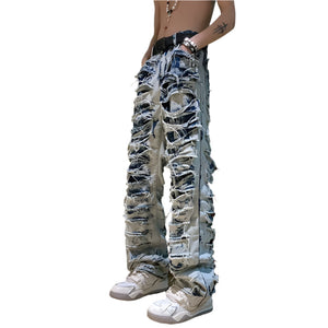 Damaged Denim Cyberpunk Pants