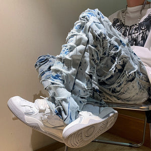 Damaged Denim Cyberpunk Pants