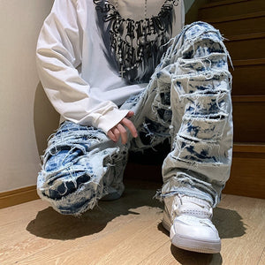 Damaged Denim Cyberpunk Pants