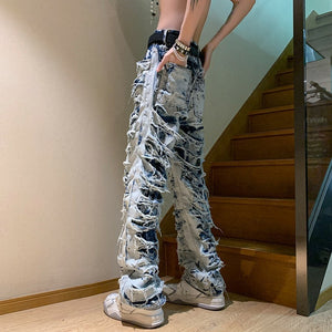 Damaged Denim Cyberpunk Pants