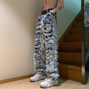 Damaged Denim Cyberpunk Pants