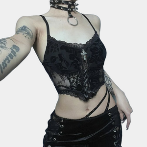 Dark Gothic Sleeveless Crop Top