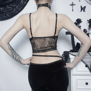 Dark Gothic Sleeveless Crop Top