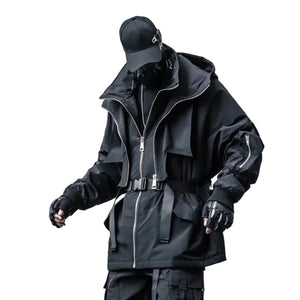 Dark Hooded Techwear Jacket