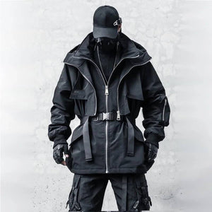 Dark Hooded Techwear Jacket