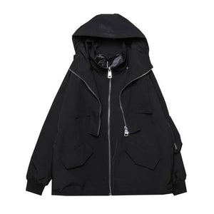 Dark Hooded Techwear Jacket