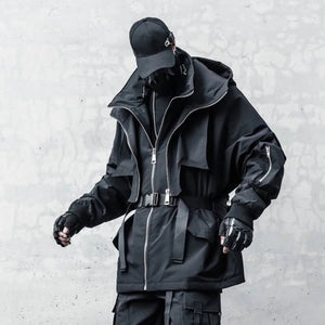 Dark Hooded Techwear Jacket