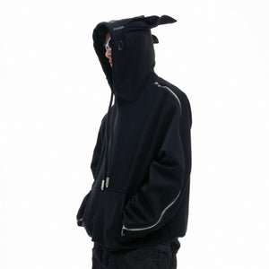 Dark Hoodie Zipper Techwear