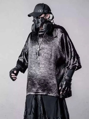 Dark Pattern Mens T Shirt in black — dark techwear streetwear, view 3 of 7