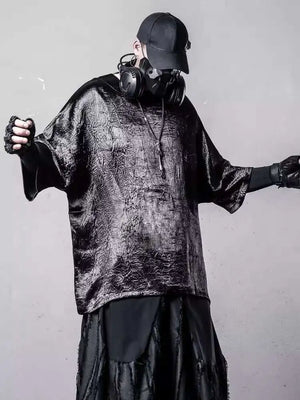 Dark Pattern Mens T Shirt in black — dark techwear streetwear, view 4 of 7