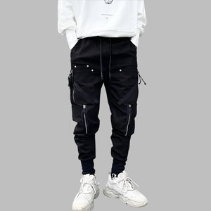 Dark Punk Style Multi-zipper Black Pant