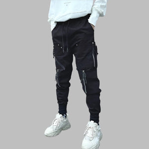 Dark Punk Style Multi-zipper Black Pant
