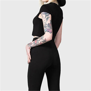 Dark Short Sleeve Crop Tops