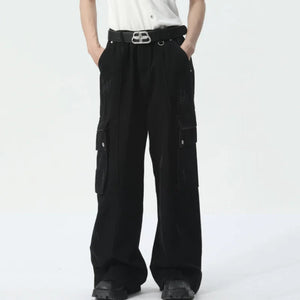 Pantalon droit noir déconstruction