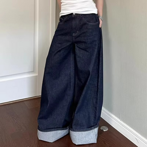 Deep Blue Baggy Y2k Jeans