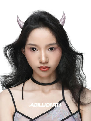 Silver demon horn hair clips with a spiked ear cuff