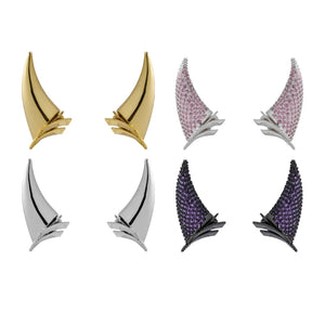 Silver demon horn hair clips with a spiked ear cuff