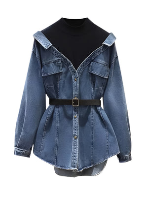 Denim Belt Women Jacket Spring