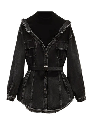 Denim Belt Women Jacket Spring