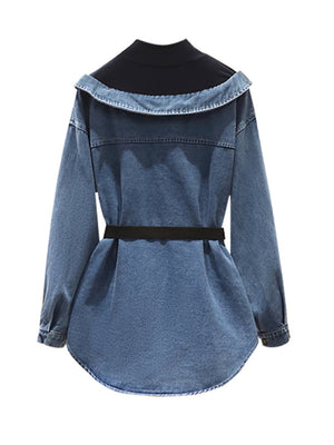 Denim Belt Women Jacket Spring