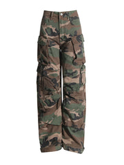 Denim camo cargo pants