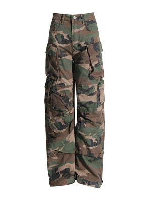 Denim camo cargo pants