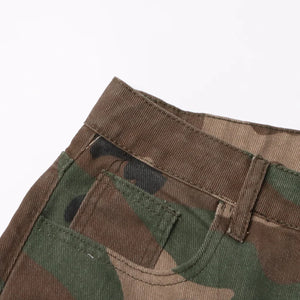 Denim camo cargo pants