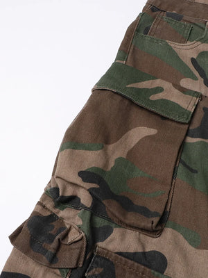 Denim camo cargo pants