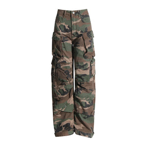Denim camo cargo pants