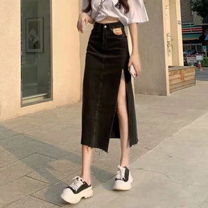 Denim Cargo Long Skirt