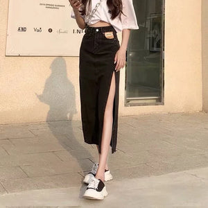 Denim Cargo Long Skirt