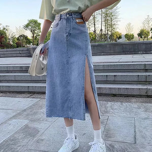 Denim Cargo Long Skirt