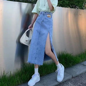 Denim Cargo Long Skirt