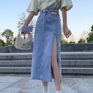 Denim Cargo Long Skirt