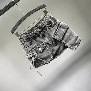 Denim Cargo Skirt
