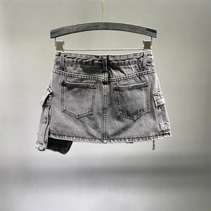 Denim Cargo Skirt