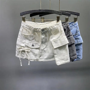 Denim Cargo Skirt