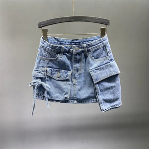 Denim Cargo Skirt