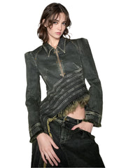 Veste en jean cyberpunk pour femme printemps