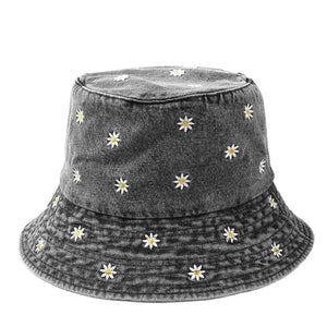 Denim Flower Bucket Hat